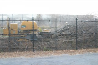 Clearing the way for a sound wall: Click for larger image